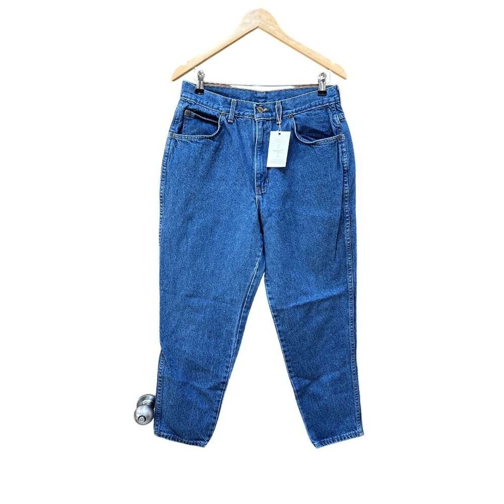 Vintage 90s Chic Brand Mom Jeans Rigid Denim Curvy Hip Medium Wash Tapered Leg